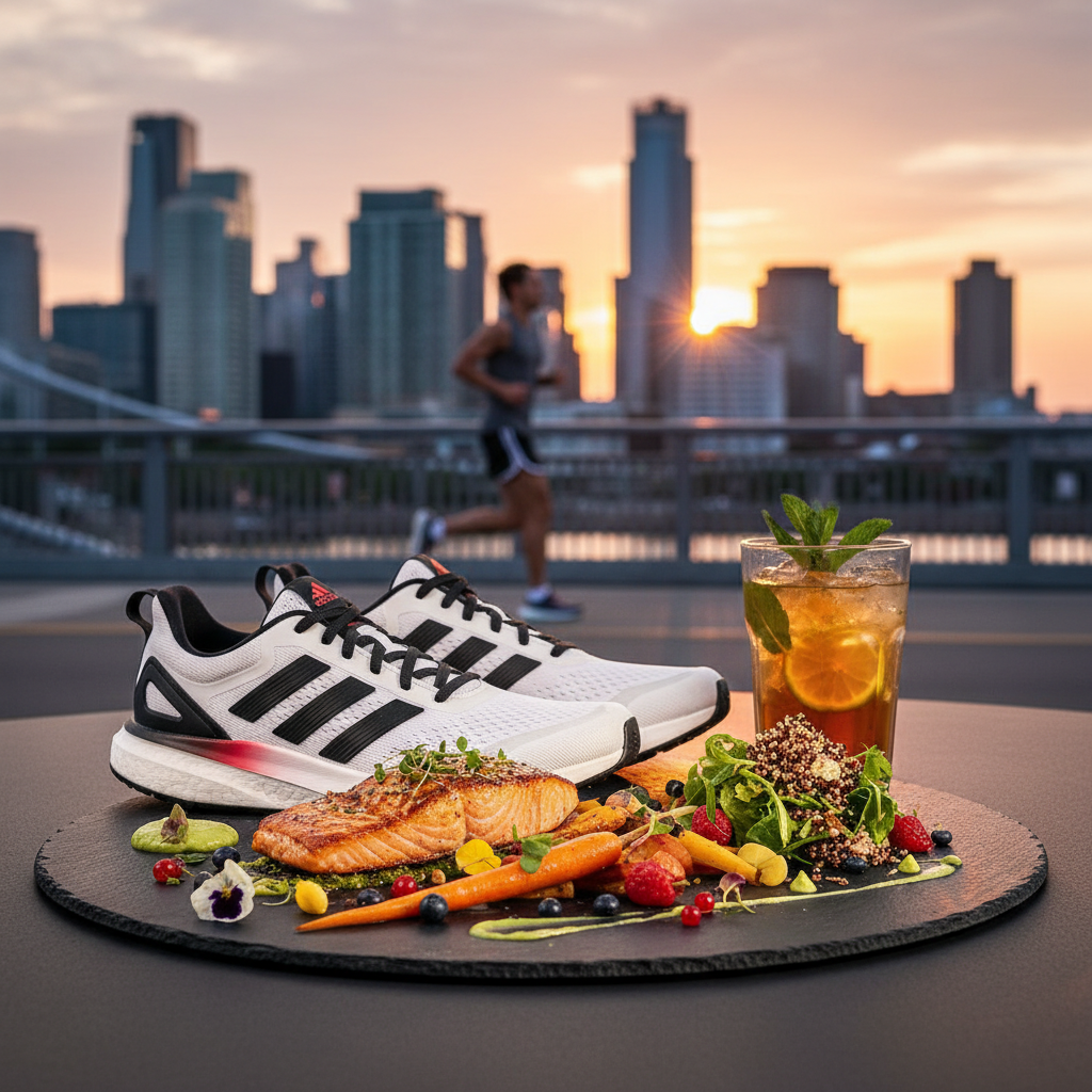 Coureur Adidas au coucher du soleil